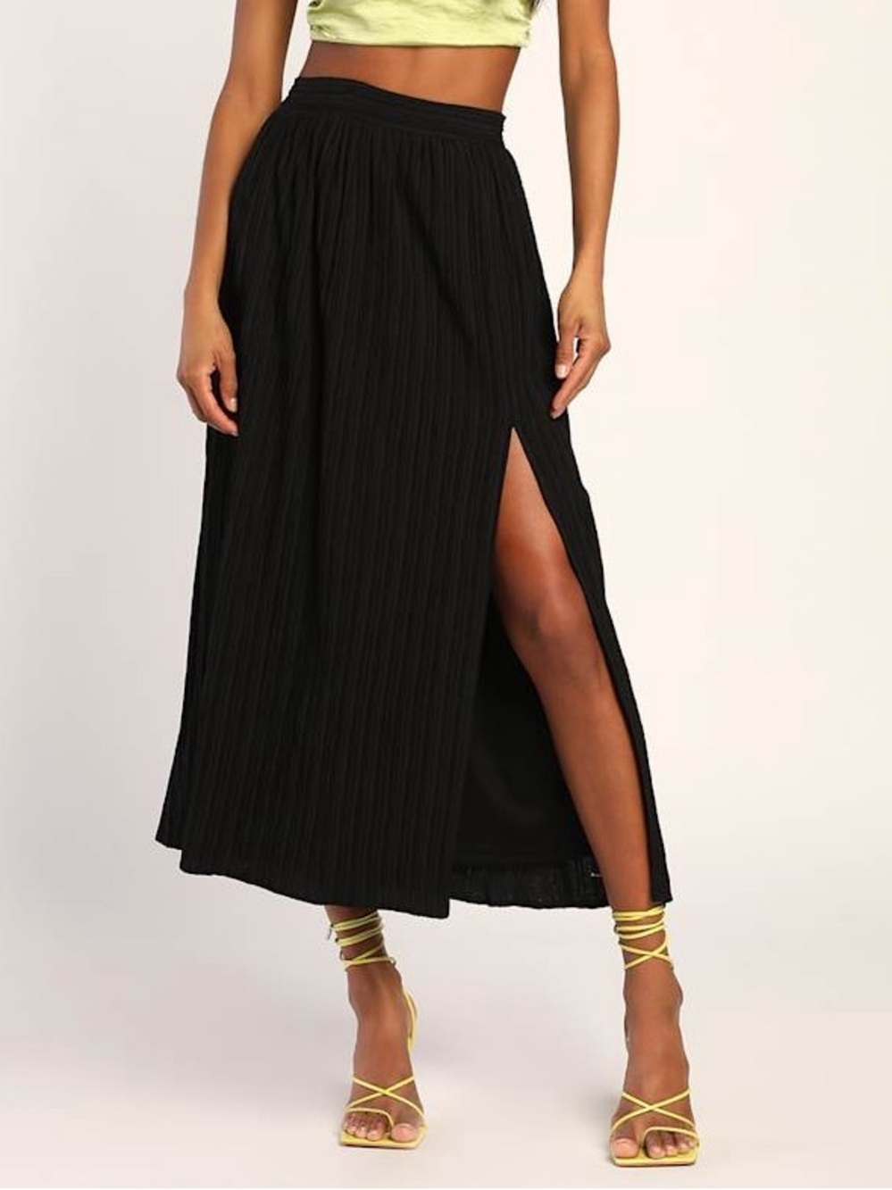 NWT Lulus Midsummer Memories Black Mid-Rise Maxi Skirt